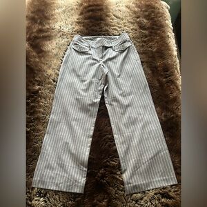 Ann Taylor LOFT Grey Striped 4-Pocket Wide Leg Work Pants, Y2K Vintage, Size 2